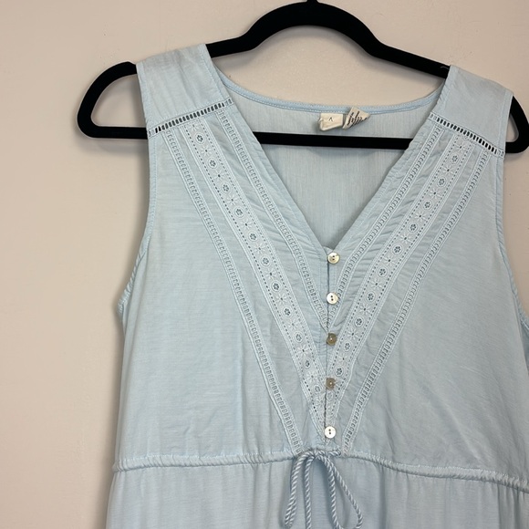 Joie Blue V Neck Sleeveless Cinch Waist Tassel Tie Dress Size Medium - Picture 2 of 6